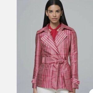 WHITE HOUSE BLACK MARKET Obsessed Plaid Trench